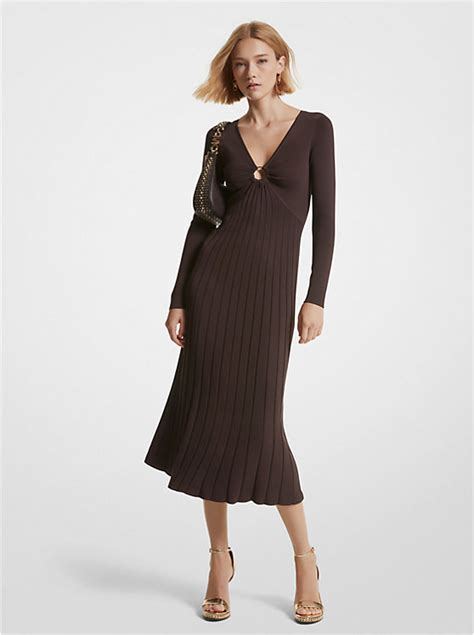 michael michael kors ribbed stretch knit ring midi dress|ribbed knit midi dress.